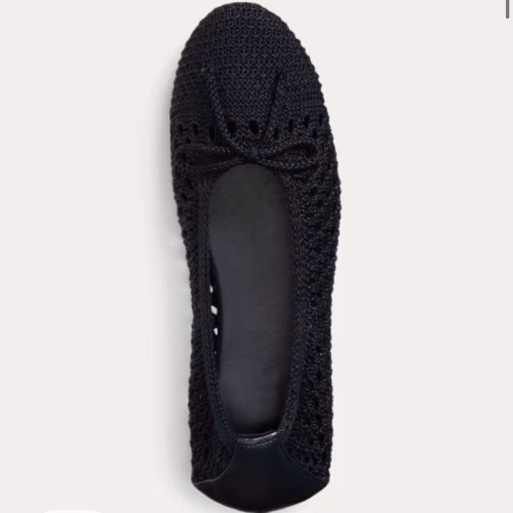 Polo Ralph Lauren Crochet Ballet Flats Navy Blue size 5.5 Made in Spain - Picture 4 of 9